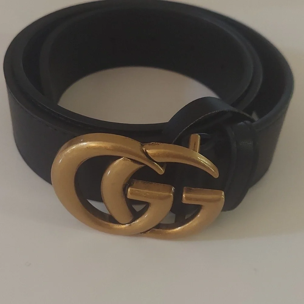 Black Belt with Gold GG Buckle